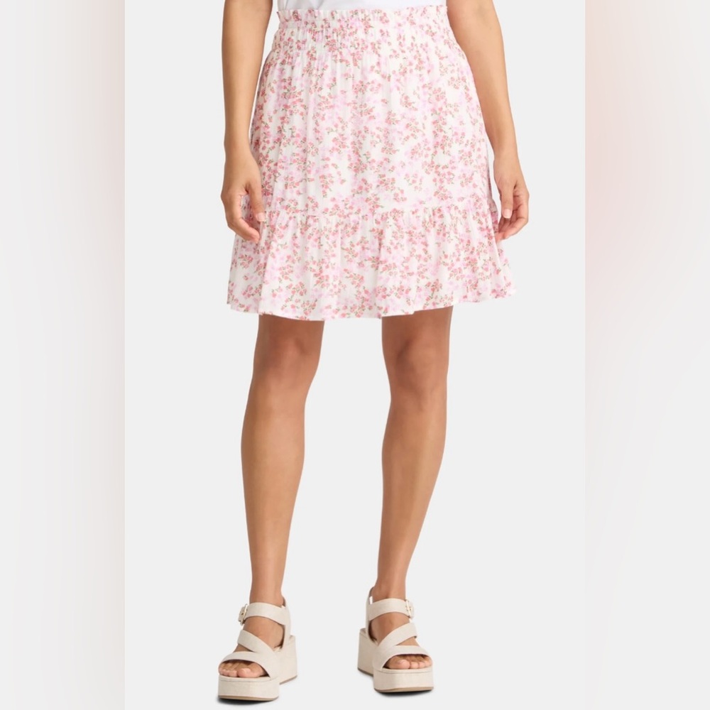 (193)Floral Pink Skirt